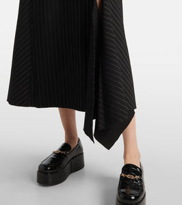 Ganni Pinstripe asymmetric midi dress
