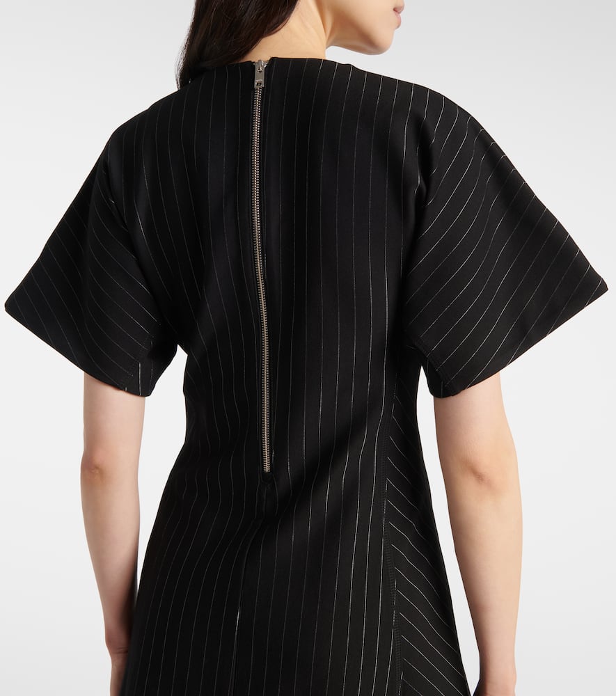Ganni Pinstripe asymmetric midi dress
