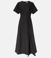 Ganni Pinstripe asymmetric midi dress