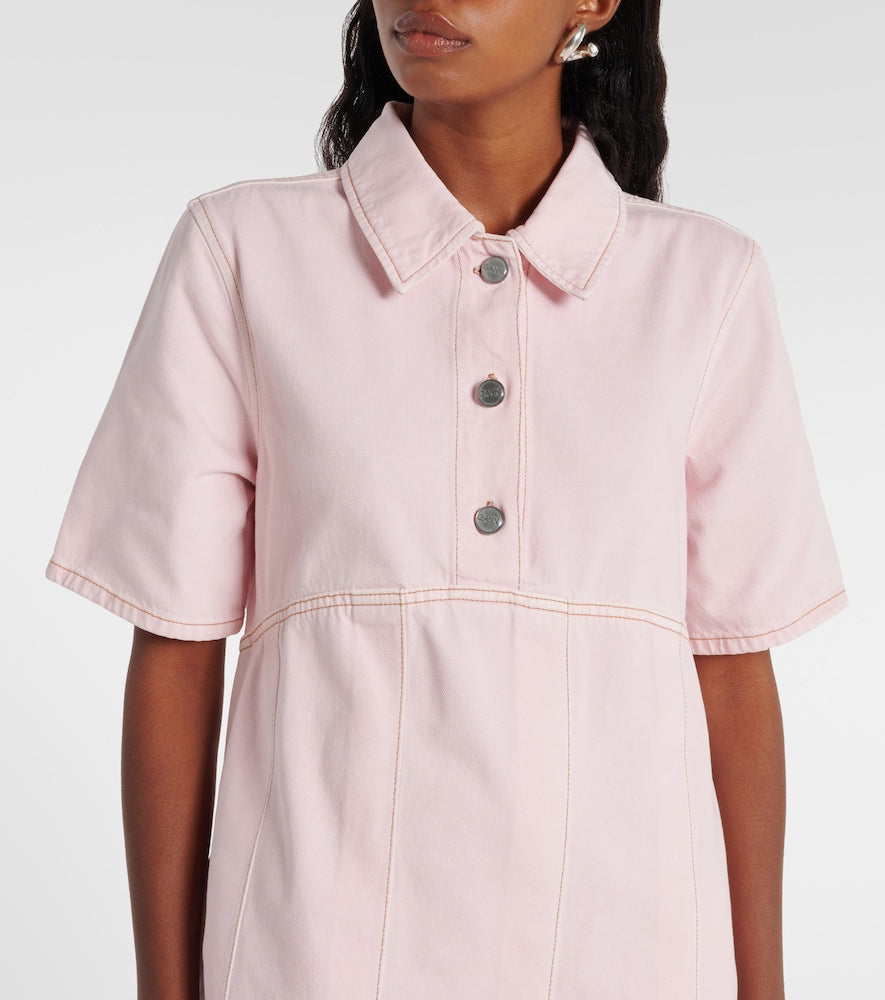 Ganni Pleated denim shirt dress