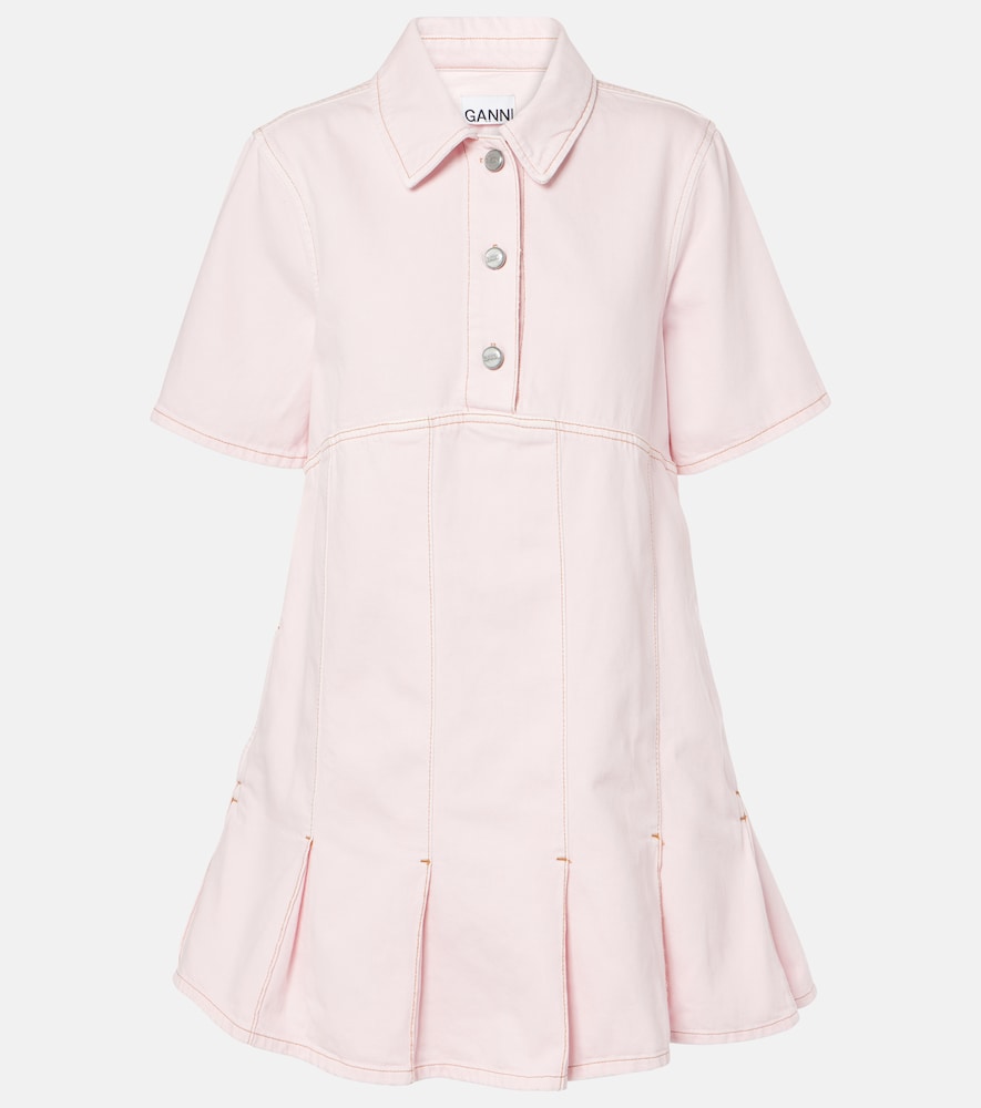 Ganni Pleated denim shirt dress. Ganni褶裥牛仔衬衫裙