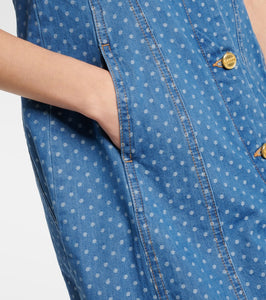 Ganni Polka-dot denim minidress