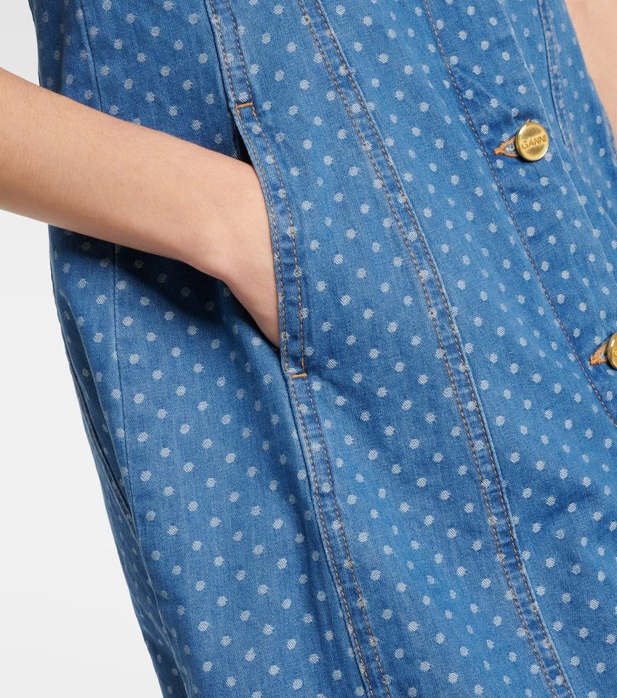 Ganni Polka-dot denim minidress