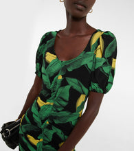 Ganni Printed ruched mini dress