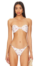 Ganni Recycled Printed Emblem Bandeau Bikini Top in Cream