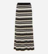Ganni Ribbed-knit striped midi skirt - Ganni 罗纹针织条纹中长裙