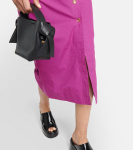 Ganni Ruched cotton poplin midi dress