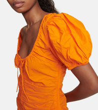 Ganni Ruched cotton poplin minidress