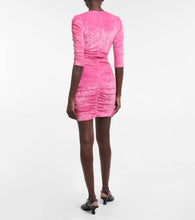 Ganni Ruched velvet minidress