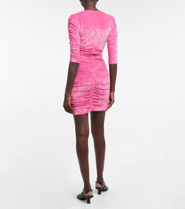 Ganni Ruched velvet minidress