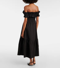 Ganni Shirred cotton poplin midi dress