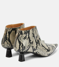 Ganni Snake-effect faux leather ankle boots