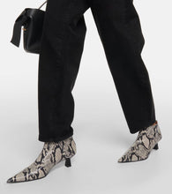 Ganni Snake-effect faux leather ankle boots