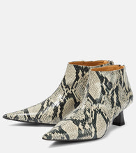 Ganni Snake-effect faux leather ankle boots