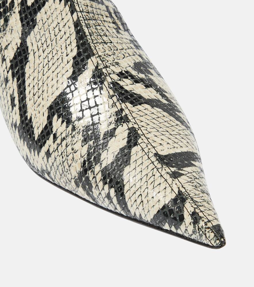 Ganni Snake-effect faux leather ankle boots