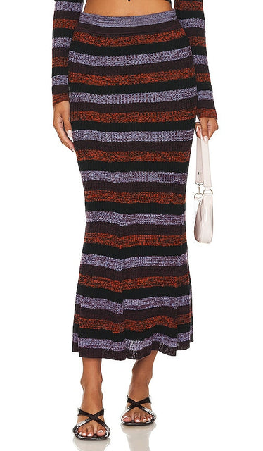 Ganni Sprayed Maxi Skirt in Red, Lavender - Jupe longue vaporisée Ganni en rouge, lavande - Ganni 红色、薰衣草色喷涂长裙 - Ganni Sprayd Maxirock in Rot, Lavendel - Ganni 스프레이드 맥시 스커트 - Gonna lunga Ganni spruzzata in rosso, lavanda