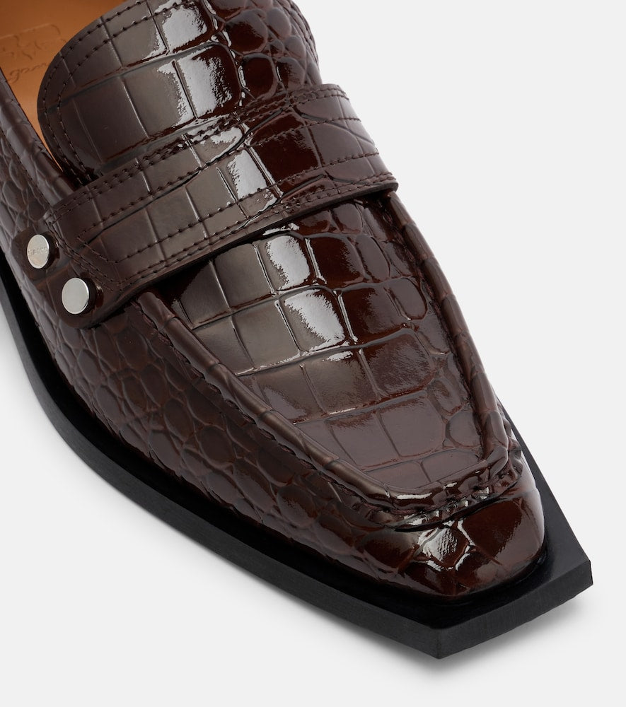 Ganni Studs croc-effect loafers