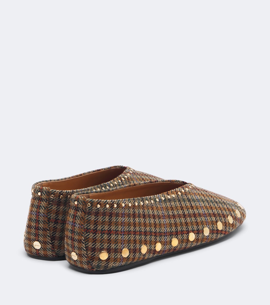 Ganni Jenny studded plaid ballet flats in Multicoloured - Ballerina Flats