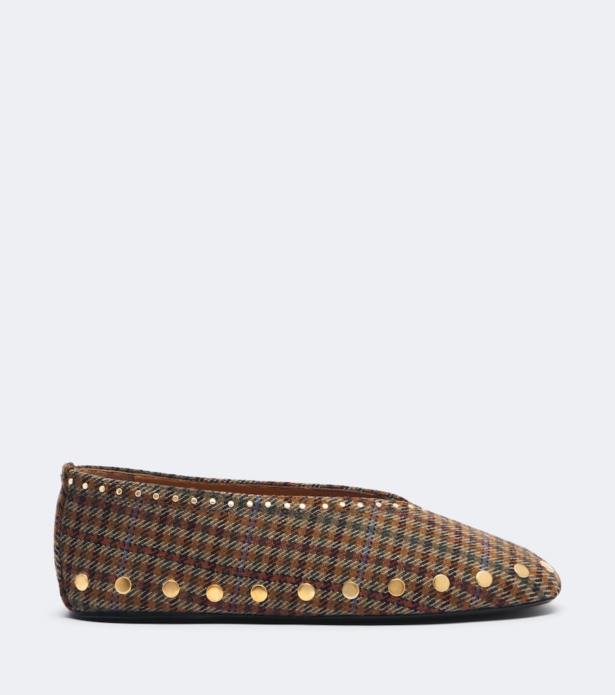 Ganni Jenny studded plaid ballet flats in Multicoloured - Ballerina Flats