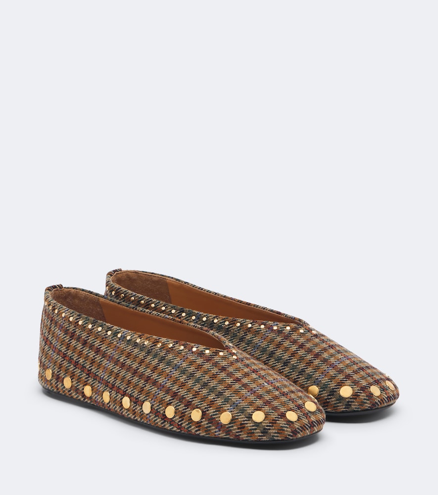 Ganni Jenny studded plaid ballet flats in Multicoloured - Ballerina Flats