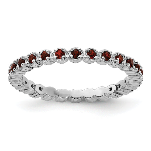 Garnet Sterling Silver Stackable Eternity Ring | Size 10