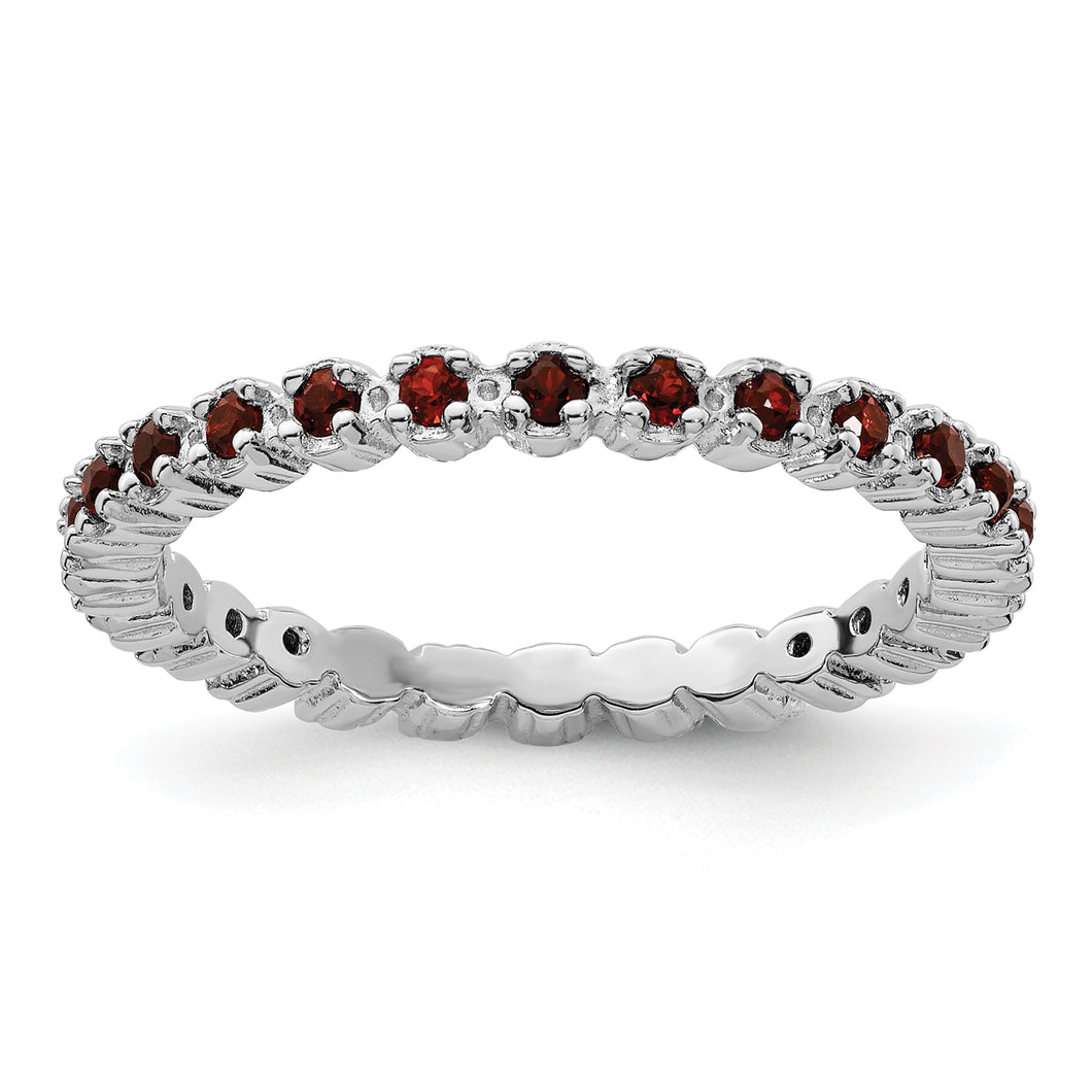 Garnet Sterling Silver Stackable Eternity Ring | Size 10
