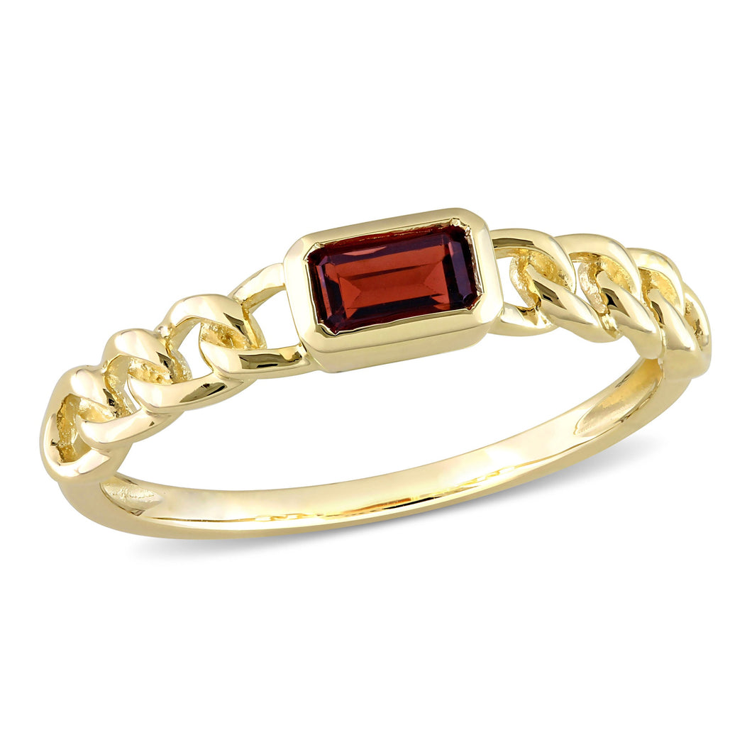 Garnet Yellow Gold Chain Link Stackable Ring | Size 5.5