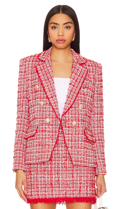 Generation Love Eliza Tweed Blazer in Red
