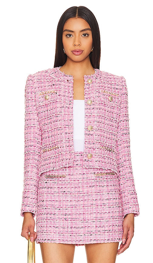 Generation Love Kristen Tweed Blazer in Pink - Generation Love - Kristen - Blazer en tweed rose - Generation Love Kristen 粉色花呢西装外套 - Generation Love Kristen Tweed-Blazer in Rosa - Generation Love 크리스틴 트위드 블레이저 핑크 색상 - Blazer in tweed Kristen di Generation Love in rosa