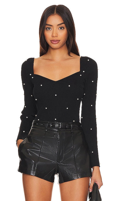 Generation Love Marlee Pearl Sweater in Black - Generation Love - Pull Marlee Pearl en noir - Generation Love Marlee 黑色珍珠毛衣 - Generation Love Marlee Perlenpullover in Schwarz - Generation Love Marlee 펄 스웨터블랙 색상 - Maglione Generation Love Marlee Pearl in nero