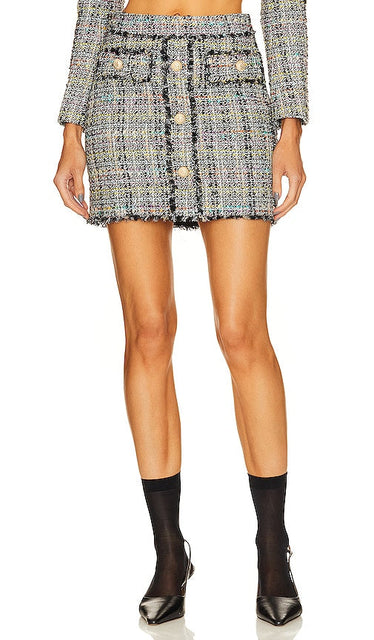 Generation Love Sandra Tweed Skirt in Black - Generation Love - Jupe en tweed Sandra noire - Generation Love Sandra 黑色花呢半身裙 - Generation Love Sandra Tweedrock in Schwarz - Generation Love 산드라 트위드 스커트 - Gonna in tweed Sandra Generation Love in nero