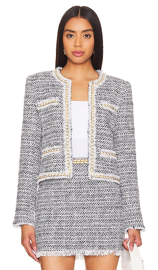 Generation Love Serena Tweed Jacket in Navy - Generation Love - Serena - Veste en tweed - Bleu marine - Generation Love Serena 海军蓝花呢夹克 - Generation Love Serena Tweed-Jacke in Marineblau - Generation Love 세레나 트위드 재킷 색상 네이비 - Giacca in tweed Generation Love Serena in blu marino