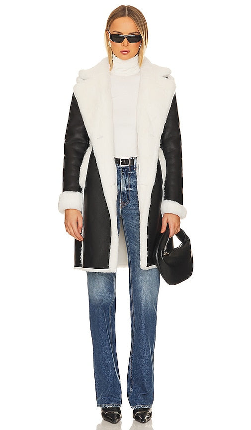 Generation Love Vienna Faux Fur Shearling Coat in Black - Generation Love - Manteau Vienna en fausse fourrure en peau de mouton - Noir - Generation Love 维也纳人造毛皮剪羊毛大衣 黑色 - Generation Love Vienna Kunstpelz-Lammfellmantel in Schwarz - Generation Love Vienna 인조 퍼 시어링 코트블랙 색상 - Cappotto in shearling in pelliccia sintetica Generation Love Vienna in nero