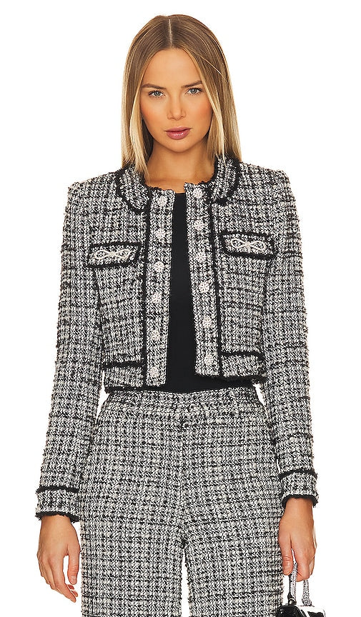 Generation Love Zio Tweed Jacket in Black,White