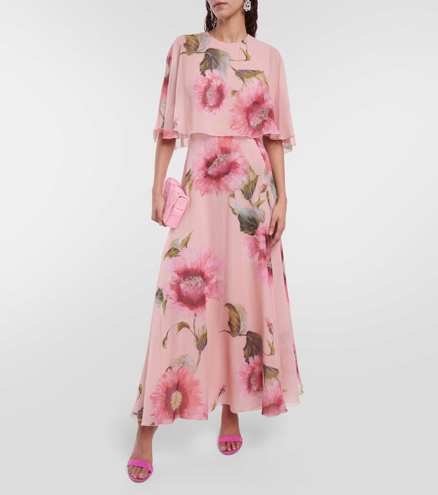Giambattista Valli Caped floral silk georgette gown