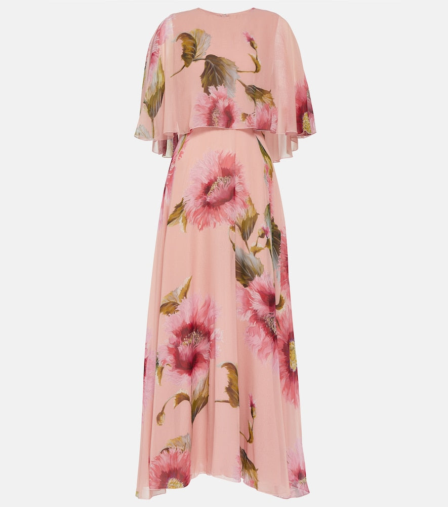 Giambattista Valli Caped floral silk georgette gown. Giambattista Valli 斗篷花卉真丝乔其纱礼服