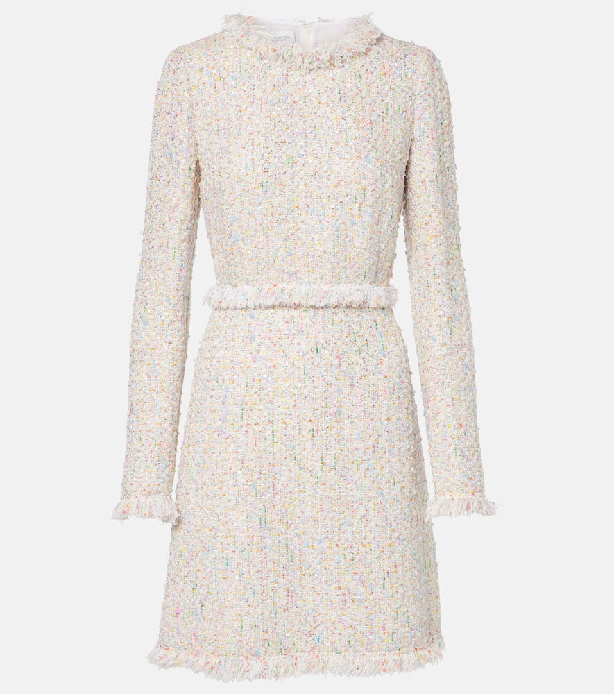 Giambattista Valli Fringed boucl√É¬© minidress. Giambattista Valli 流苏圆领布√ÉØ© 迷你连衣裙