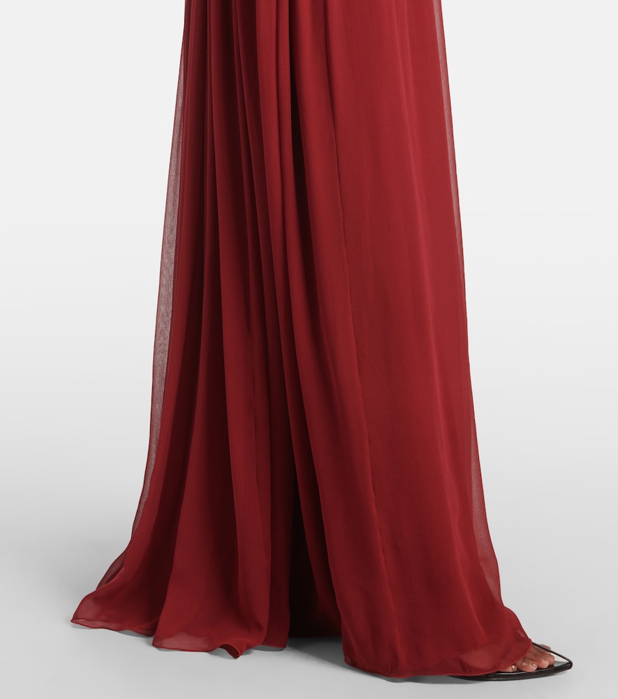 Giambattista Valli Lace-trimmed silk georgette gown
