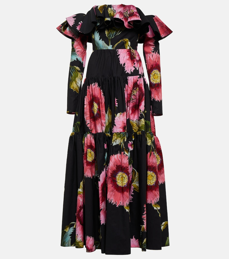 Giambattista Valli Off-shoulder floral cotton maxi dress. Giambattista Valli 露肩印花棉质长裙