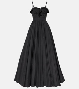 Giambattista Valli Ruched pleated cotton gown