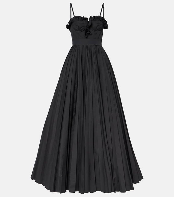 Giambattista Valli Ruched pleated cotton gown