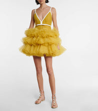 Giambattista Valli V-neck ruffled tulle minidress