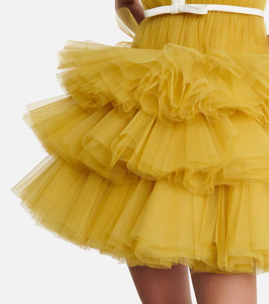 Giambattista Valli V-neck ruffled tulle minidress