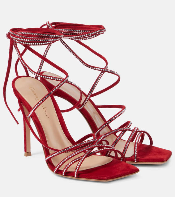 Gianvito Rossi 105 crystal-embellished suede sandals