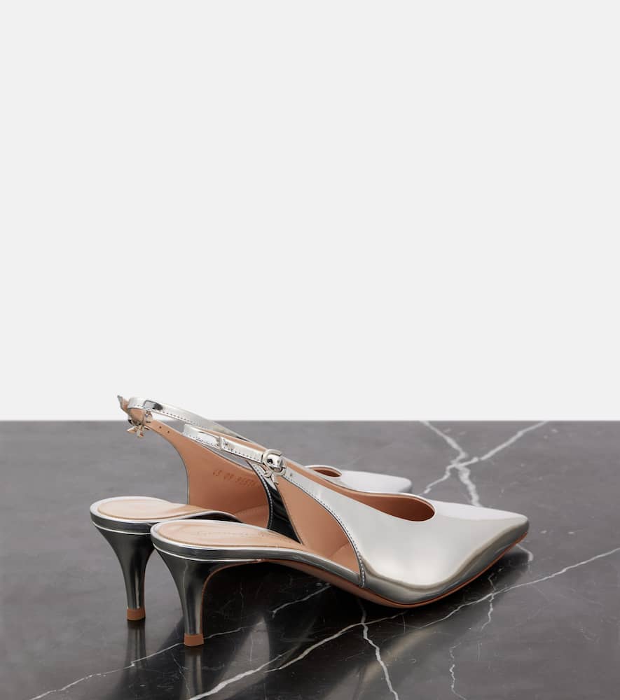 Gianvito Rossi 55 metallic leather slingback pumps