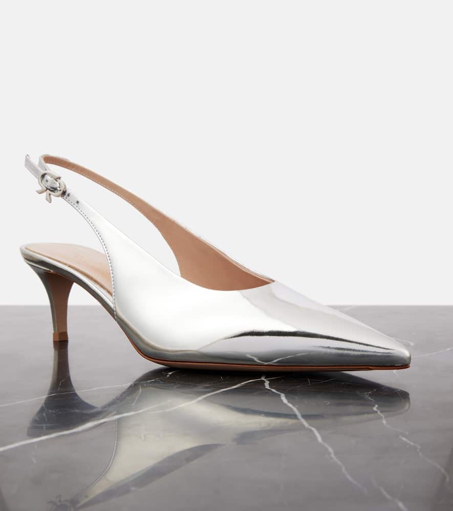 Gianvito Rossi 55 metallic leather slingback pumps