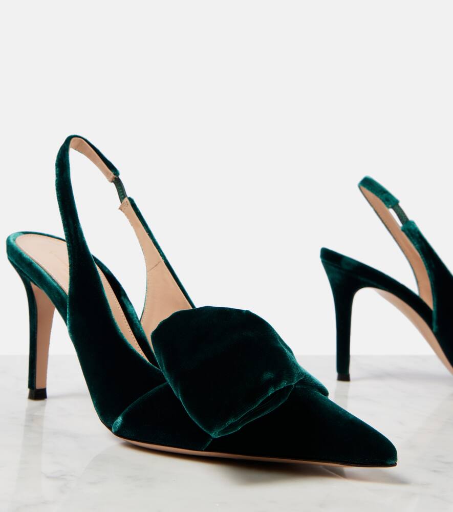 Gianvito Rossi 85 bow-detail velvet slingback pumps