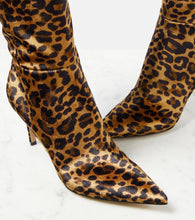 Gianvito Rossi 85 leopard-print velvet knee-high boots