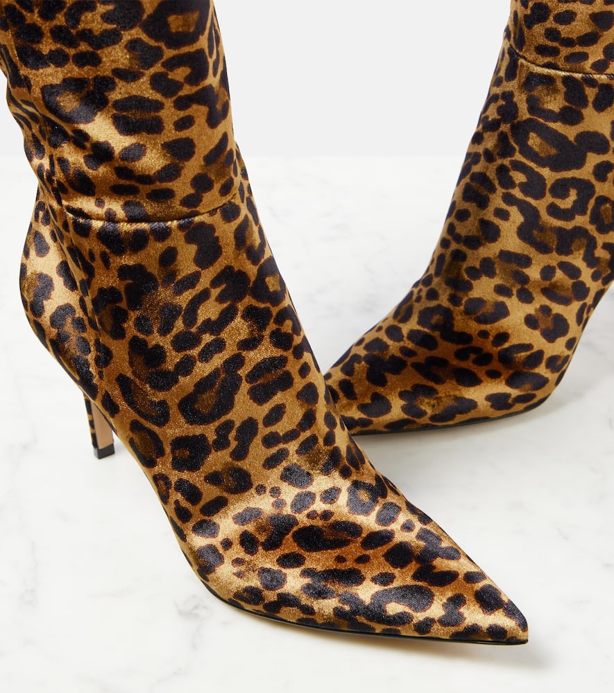Gianvito Rossi 85 leopard-print velvet knee-high boots