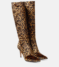 Gianvito Rossi 85 leopard-print velvet knee-high boots